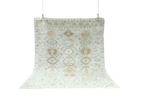 Decorative rug with geometric pattern on a white background
