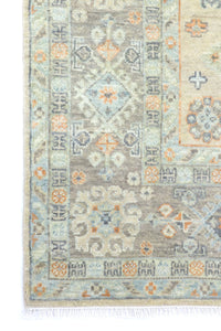 Decorative rug with geometric pattern on a white background